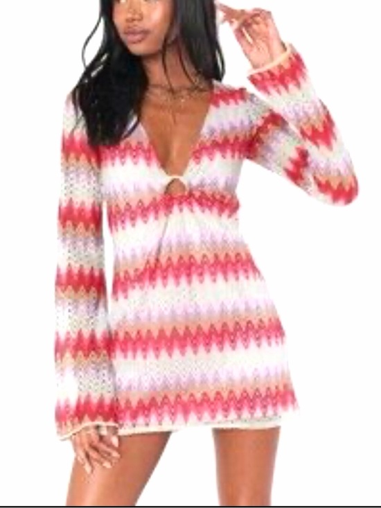 Show Me Your MuMu Dresses & Skirts - Show Me Your MuMu Monte Carlo Crochet Knit Romper Mini Dress in Riviera Zigzag M